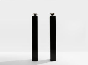 Michel Boyer pair of black lacquered and nickeled metal floor lamps 1979