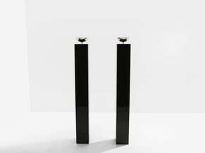 Michel Boyer pair of black lacquered and nickeled metal floor lamps 1979