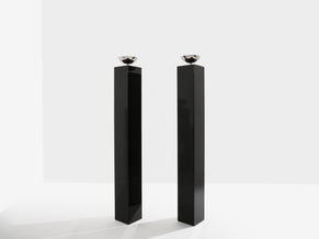 Michel Boyer pair of black lacquered and nickeled metal floor lamps 1979