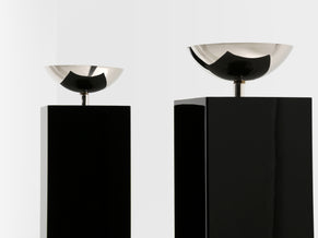 Michel Boyer pair of black lacquered and nickeled metal floor lamps 1979