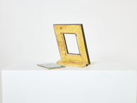 Mid-Century Italian brass horn marquetry picture frame 1970