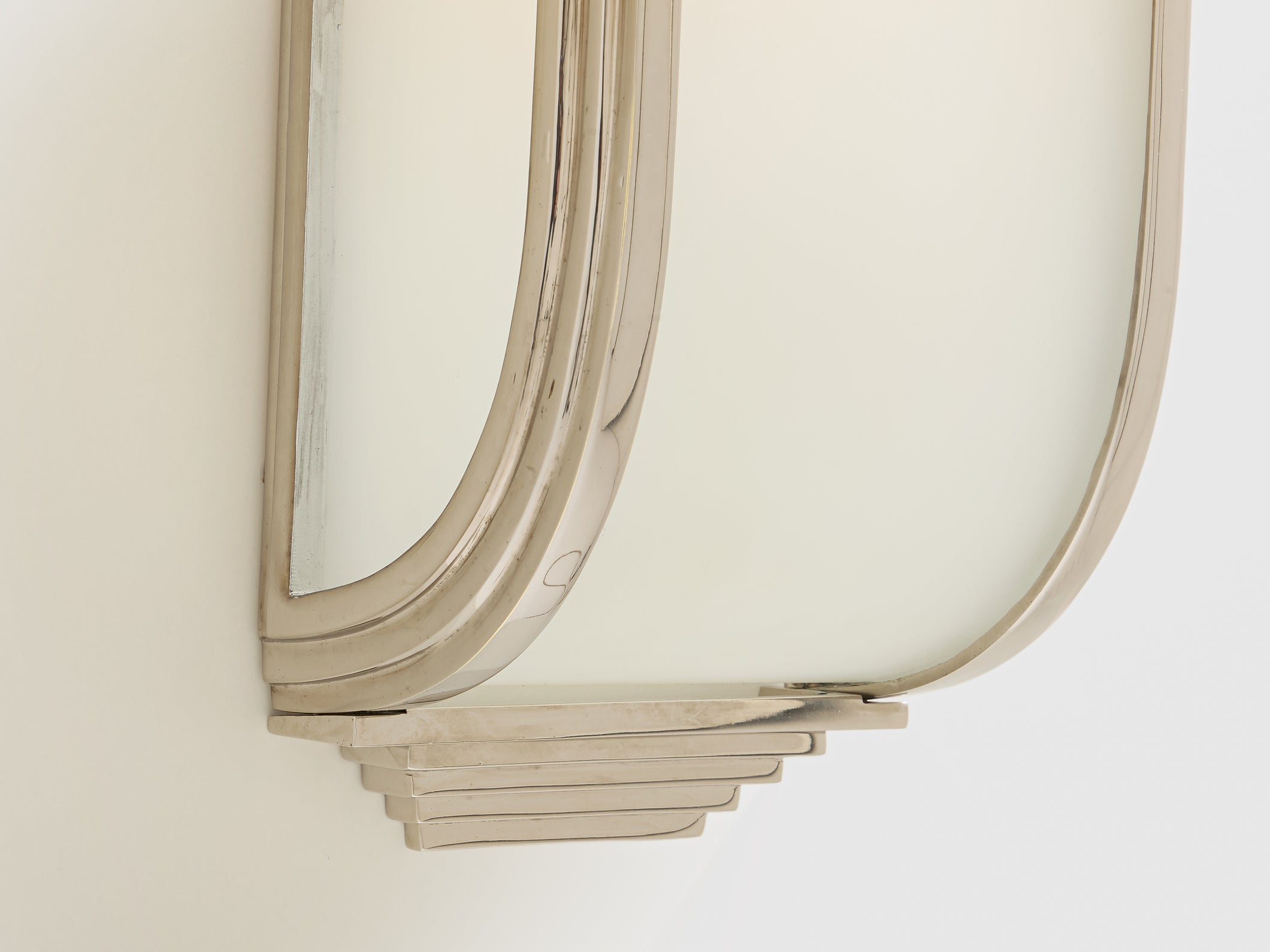 Pair of French Art Deco Modernist nickel steel opaline wall lights 1930