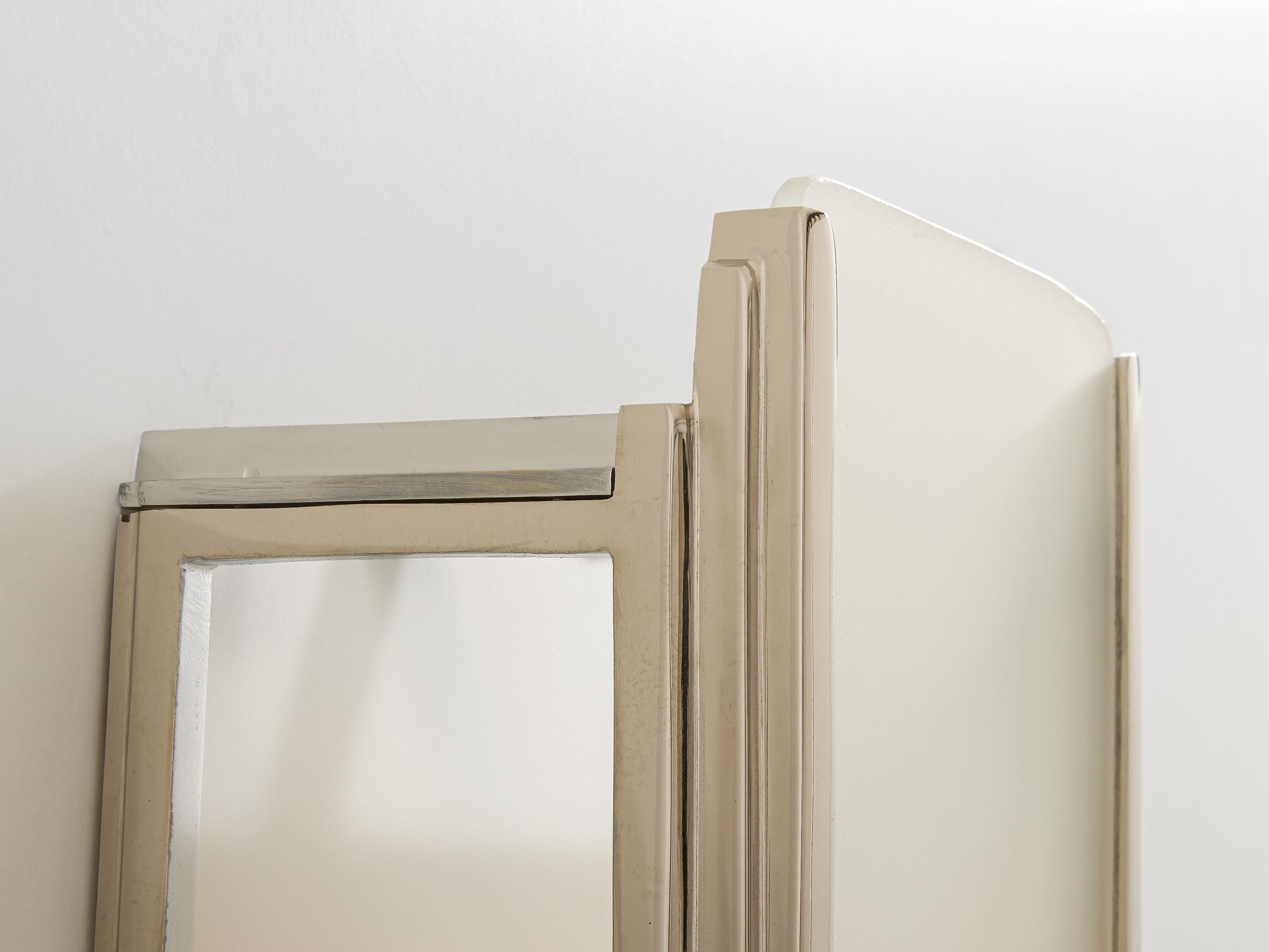 Pair of French Art Deco Modernist nickel steel opaline wall lights 1930