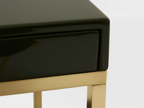 Pair of side tables green lacquer brass Guy Lefevre Maison Jansen 1970