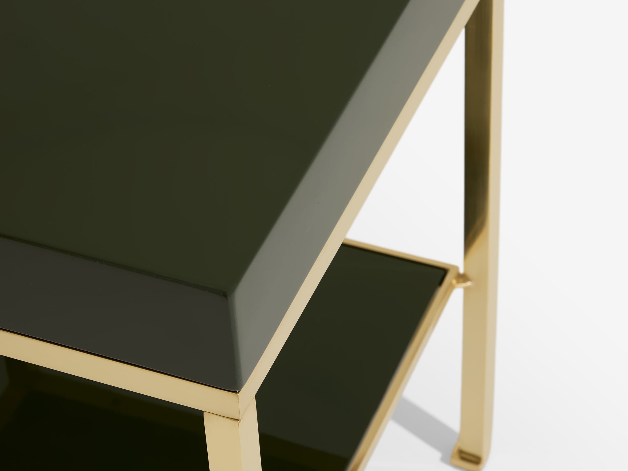 Pair of side tables green lacquer brass Guy Lefevre Maison Jansen 1970