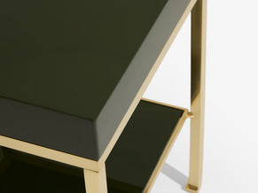 Pair of side tables green lacquer brass Guy Lefevre Maison Jansen 1970