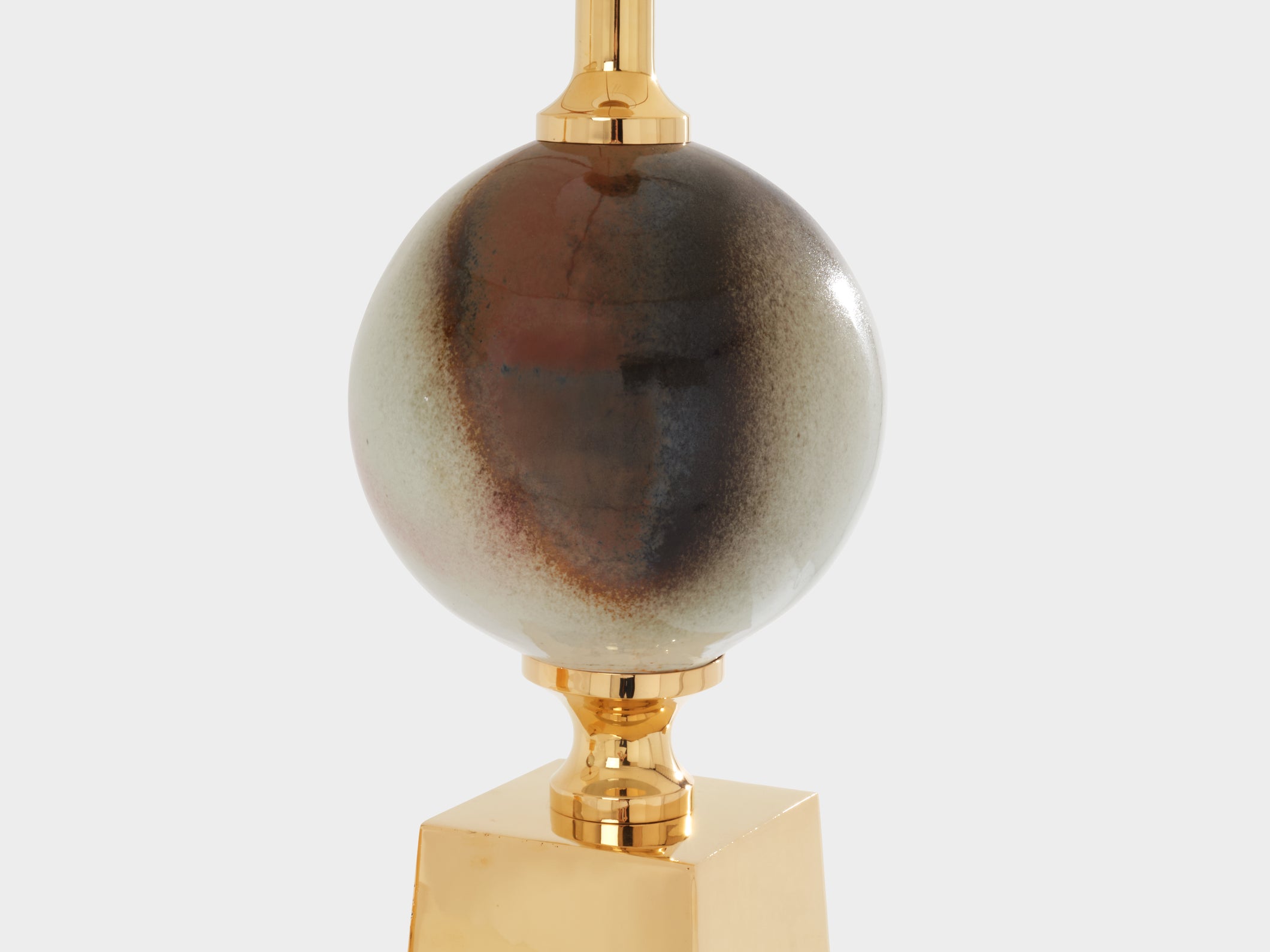 Paire de lampes céramique et laiton de Philippe Barbier 1970s 