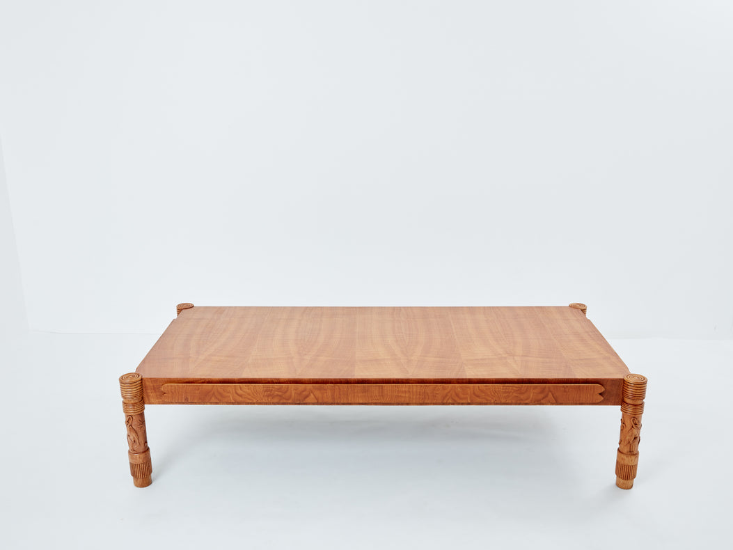 Grande table basse moderniste frêne ondé de Pier Luigi Colli 1950