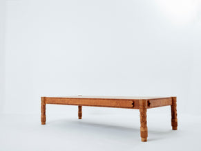 Pier Luigi Colli large carved ashwood coffee table 1950