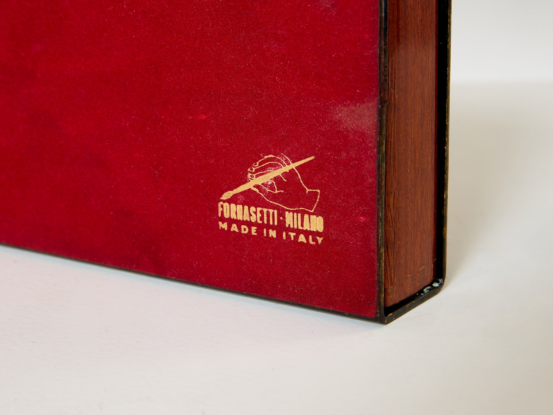 Piero Fornasetti enameled metal and mahogany box 1950