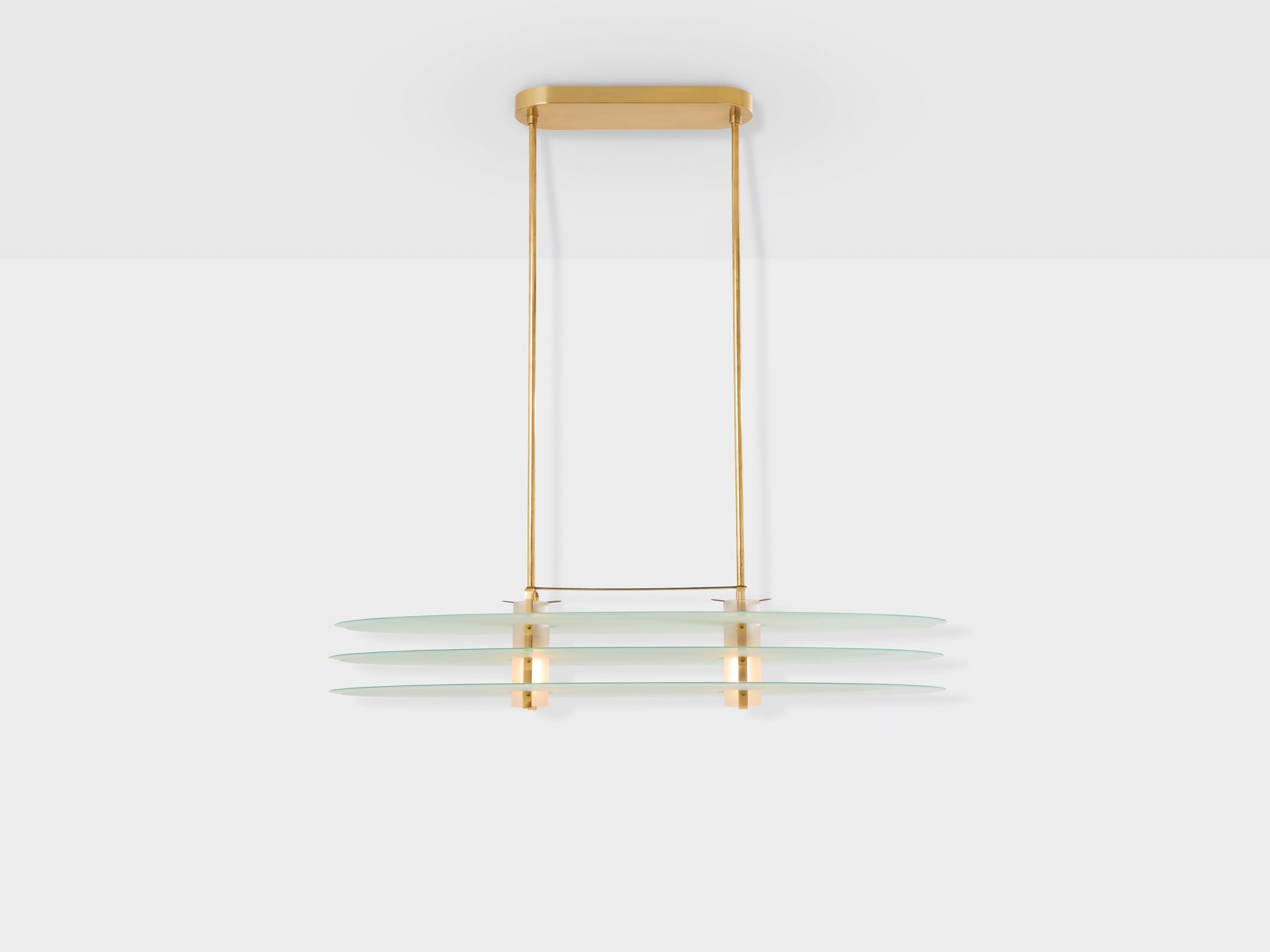 Roberto Volonterio and Cesare Benedetti chandelier brass glass 1980s
