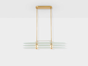 Roberto Volonterio and Cesare Benedetti chandelier brass glass 1980s
