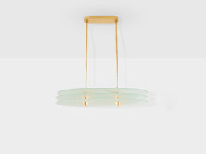 Roberto Volonterio and Cesare Benedetti chandelier brass glass 1980s