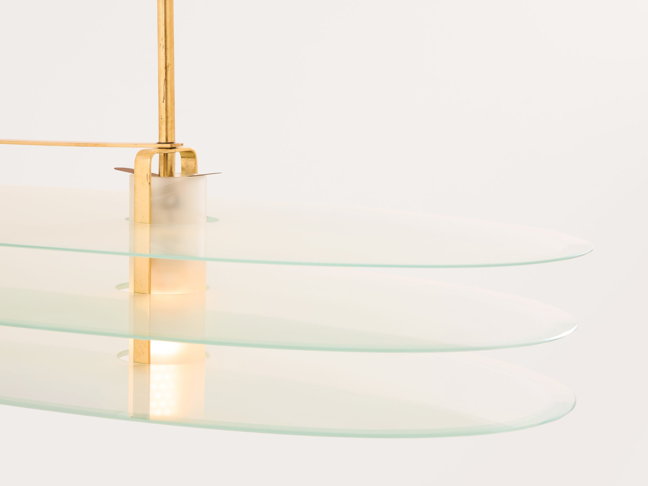 Roberto Volonterio and Cesare Benedetti chandelier brass glass 1980s