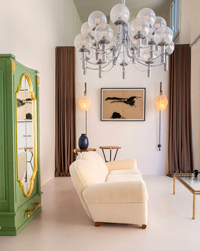 Pair of unique Veronese chandeliers 65 inches steel Murano glass 1970