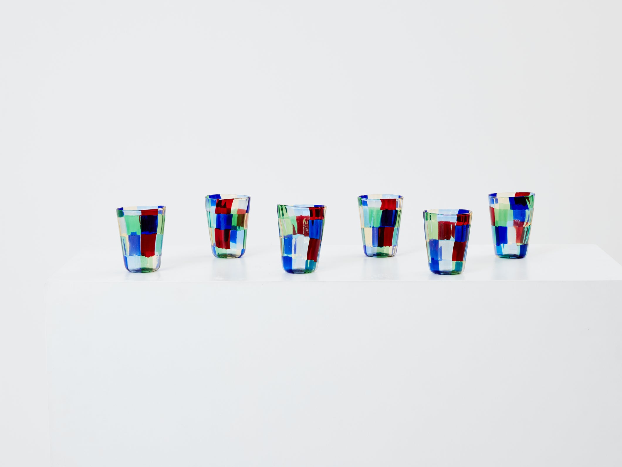 Set of 6 Italian Murano glass tumblers 1980s.