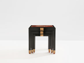 Set of three nesting tables asian decor ebonized and gilt wood 1920s