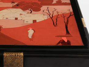 Set of three nesting tables asian decor ebonized and gilt wood 1920s