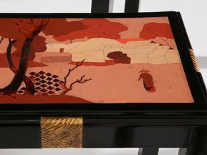 Set of three nesting tables asian decor ebonized and gilt wood 1920s