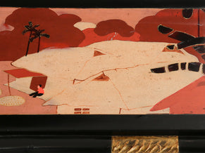 Set of three nesting tables asian decor ebonized and gilt wood 1920s