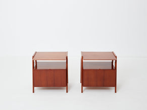 Silvio Cavatorta pair of mahogany wood nightstands 1950