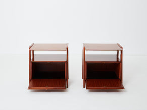 Silvio Cavatorta pair of mahogany wood nightstands 1950