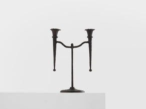 Tall French brutalist bronze candlestick 1940