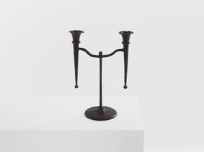 Tall French brutalist bronze candlestick 1940