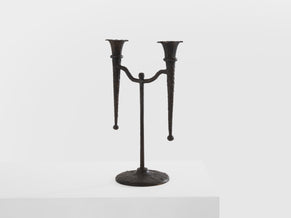 Tall French brutalist bronze candlestick 1940