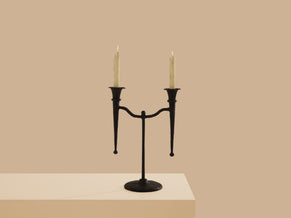Tall French brutalist bronze candlestick 1940