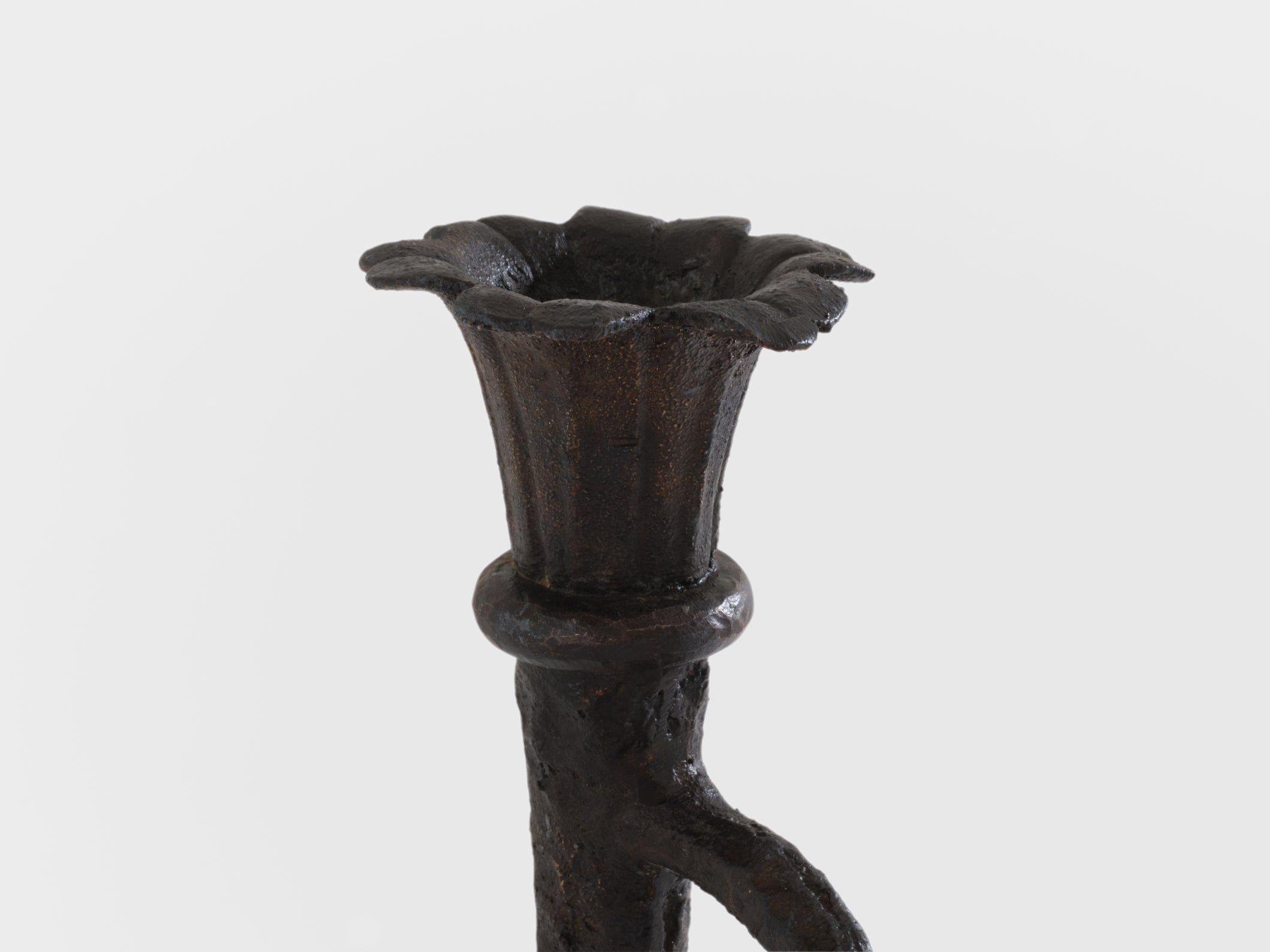 Tall French brutalist bronze candlestick 1940