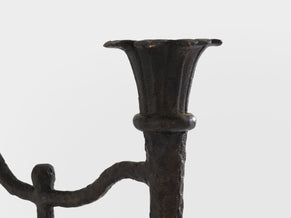 Tall French brutalist bronze candlestick 1940