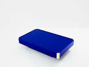 Table basse de Willy Rizzo laquée bleu électrique et laiton 1970