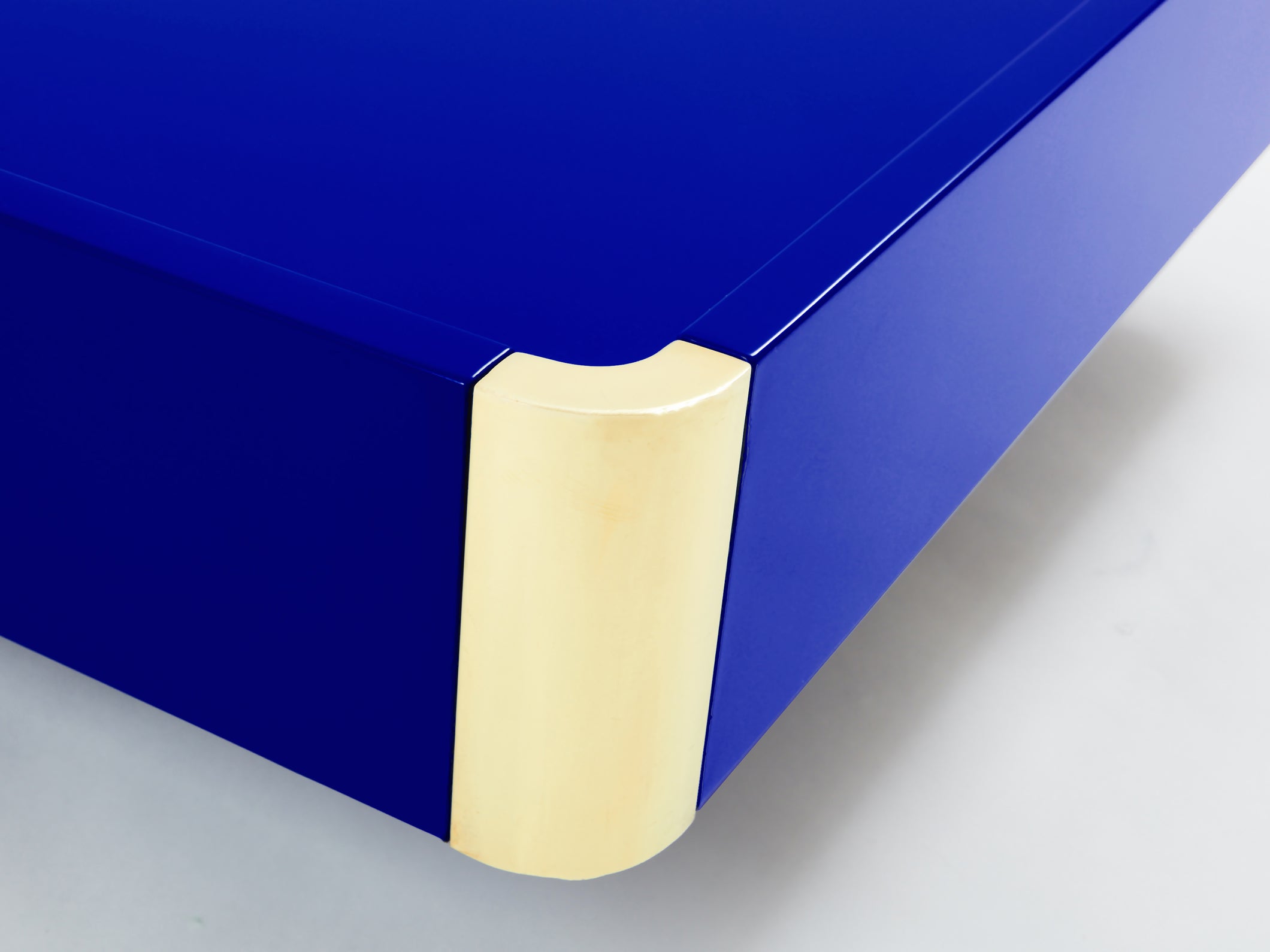 Willy Rizzo Majorelle blue lacquer and brass coffee table 1970s