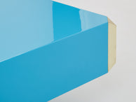 Table basse de Willy Rizzo modèle Alveo laquée bleue laiton 1970 