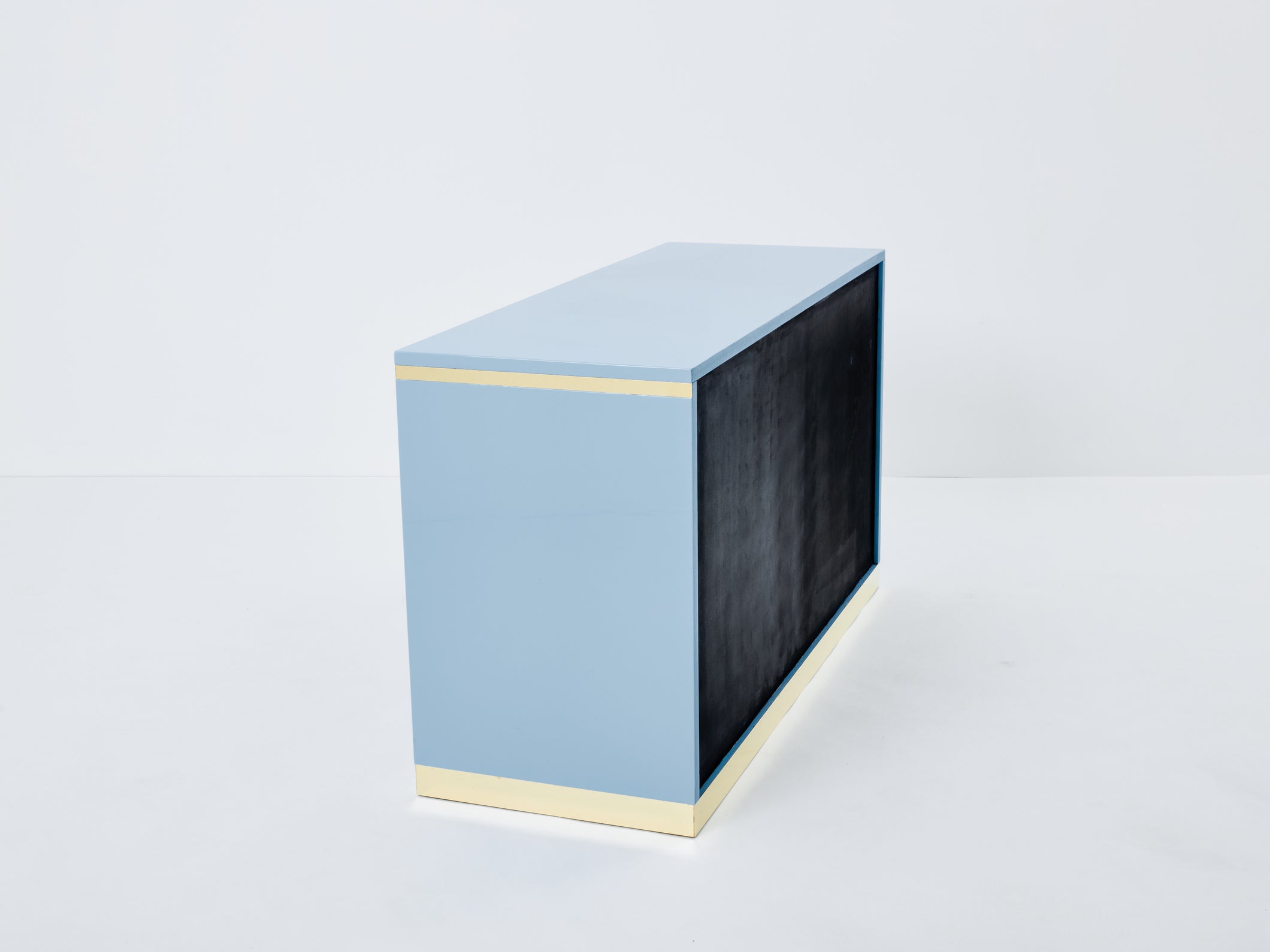 Willy Rizzo light blue lacquered and brass commode 1970s