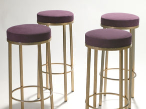 4 french bar stools in brass by Maison Romeo 1970’s