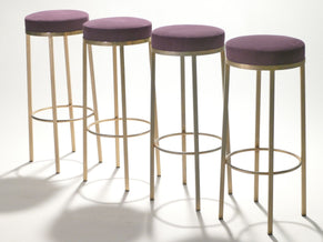4 french bar stools in brass by Maison Romeo 1970’s