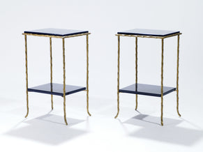 Bronze faux bamboo side tables by Maison Baguès 1960's