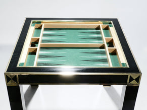 Table à jeu laquée et laiton J.C. Mahey 1970