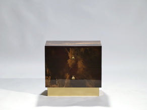 Rare golden lacquer and brass Maison Jansen end tables 1970’s
