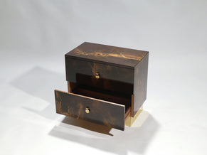 Rare golden lacquer and brass Maison Jansen end tables 1970’s