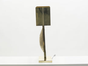Large Belgian Willy Daro table lamp in brass and bronze 1970s