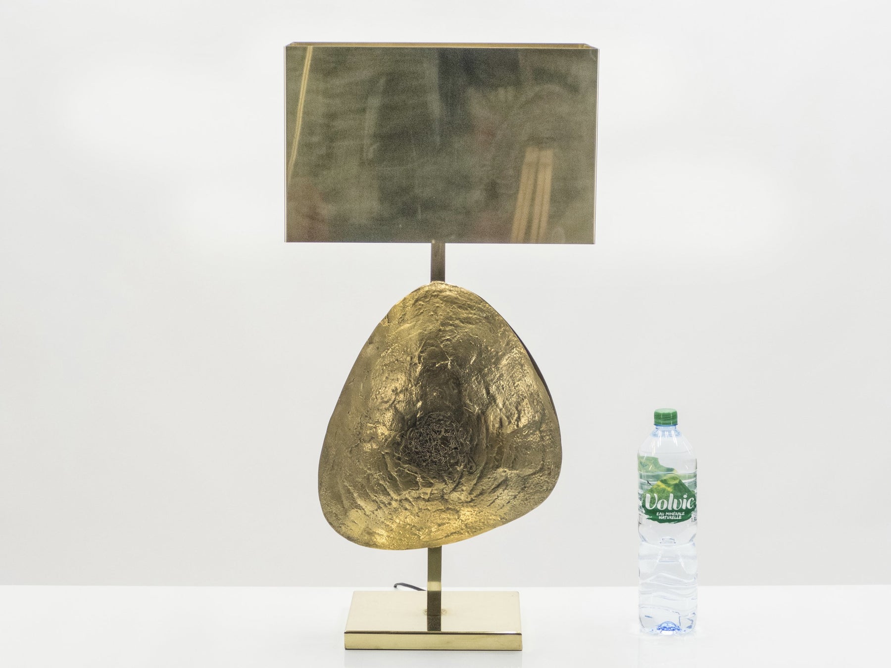 Large Belgian Willy Daro table lamp in brass and bronze 1970s
