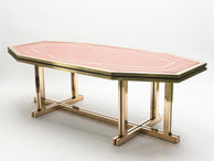 Unique red lacquer and brass Maison Jansen dining table 1970s