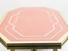 Unique red lacquer and brass Maison Jansen dining table 1970s