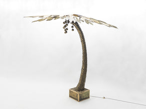 Rare lampadaire palmier laiton de Maison Jansen 1970