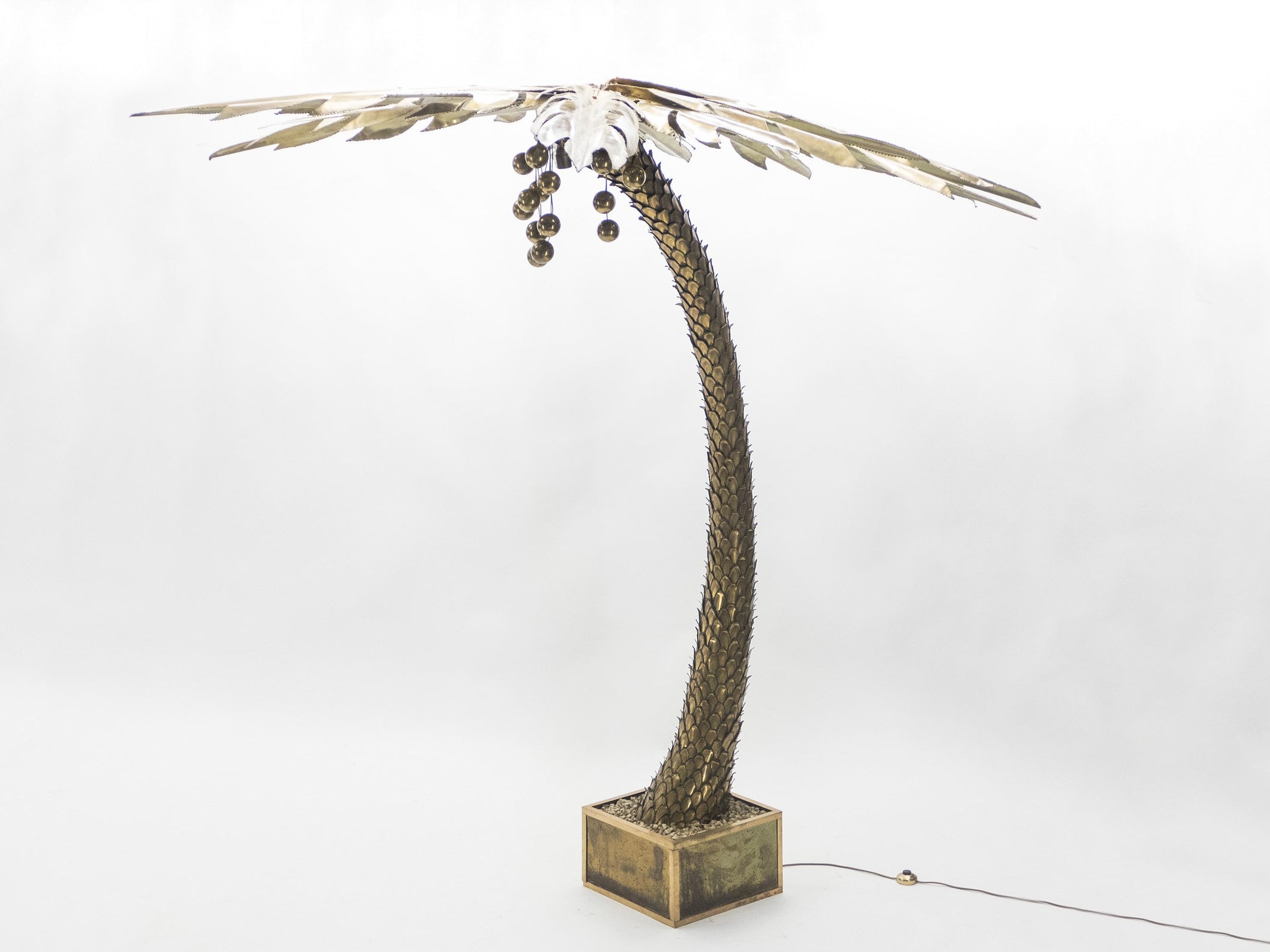 Rare lampadaire palmier laiton de Maison Jansen 1970