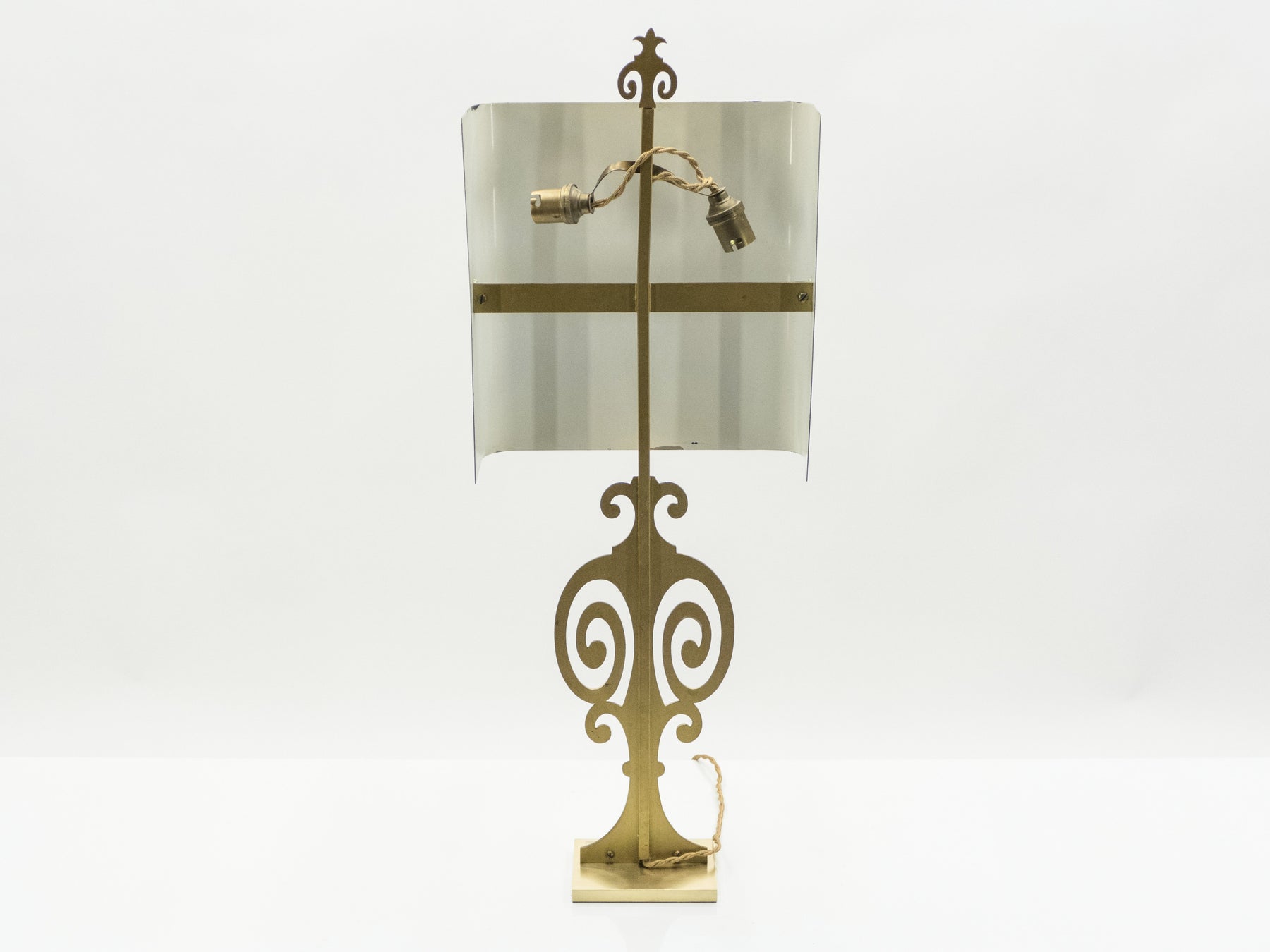 French neoclassical Maison Charles brass lamp 1970s
