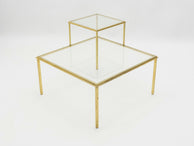 Roger Thibier gilt wrought iron glass coffee end table 1960s